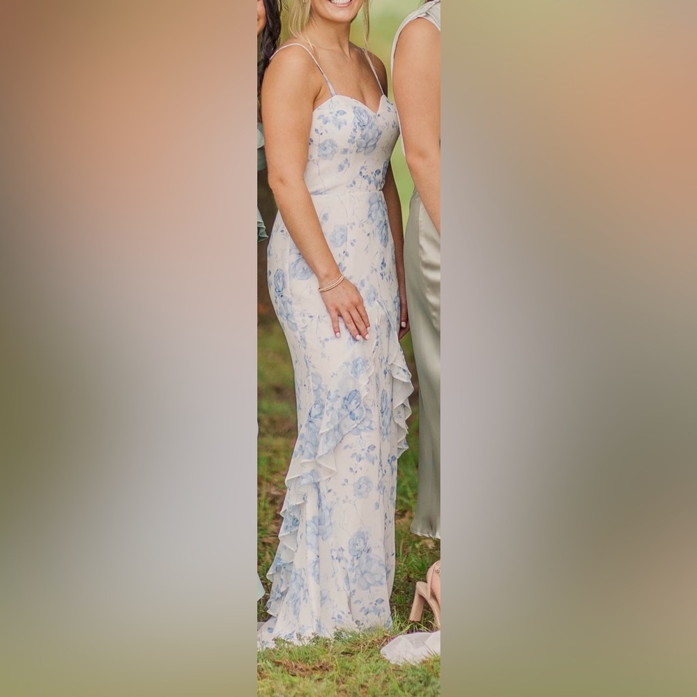 Floral Blue and White Dress